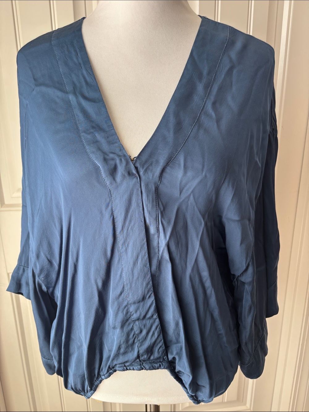 On The Road Slate Blue V-Neck Blouse